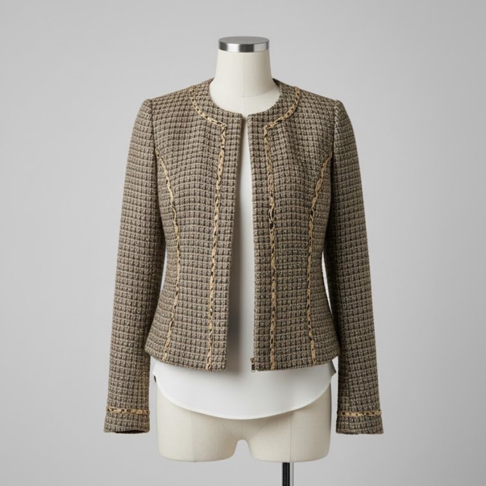 Jones New York Brown Tan Blazer with Elegant Shimmer- NWOT